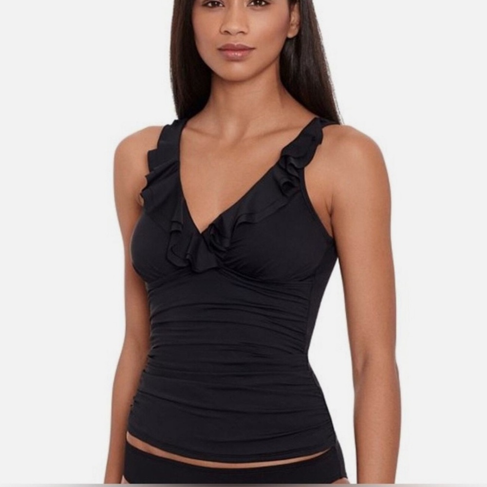 LAUREN Ralph Lauren Beach Club Solids Ruffle Underwire Tankini Top New